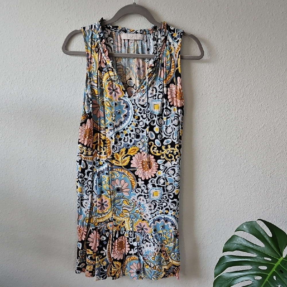 LOFT Multicolor Floral Mini Dress